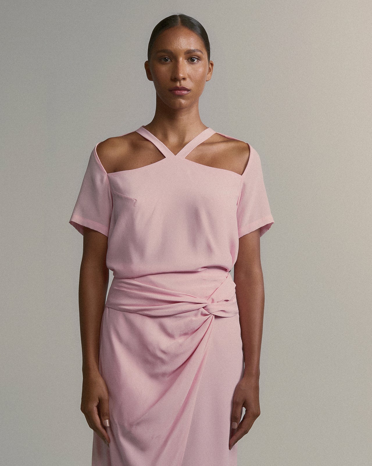 Blusa Forma De Seda Rosa