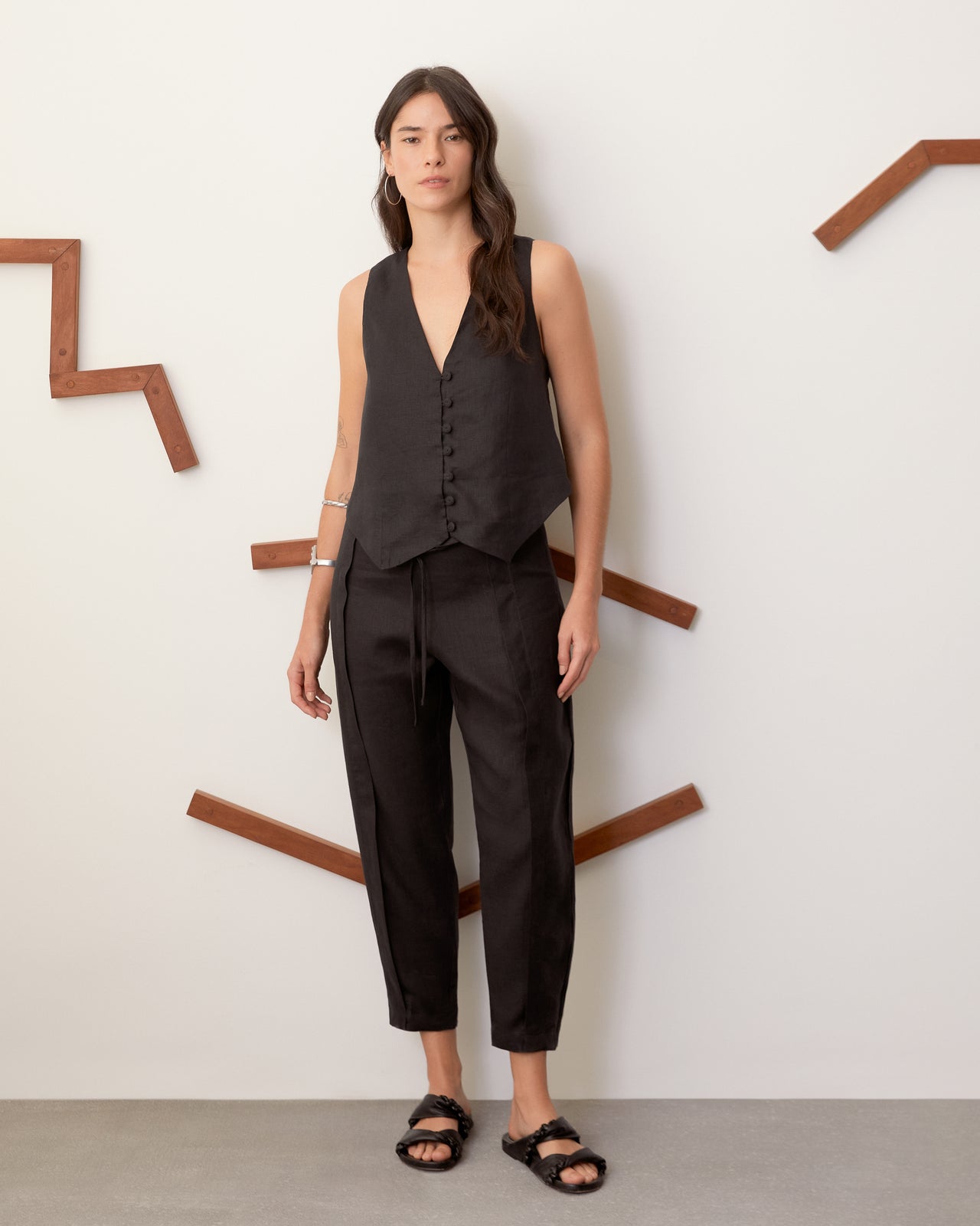 Calça Laço Linho Preta