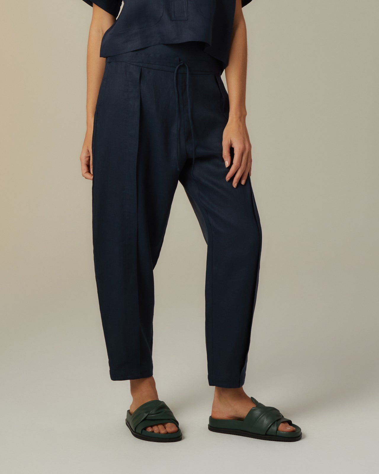 Calça Laço Linho Marinho