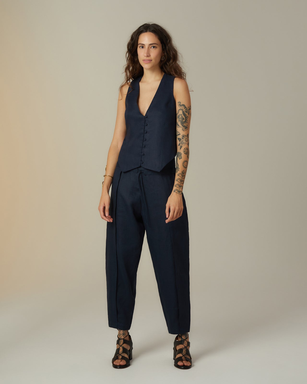 Calça Laço Linho Marinho