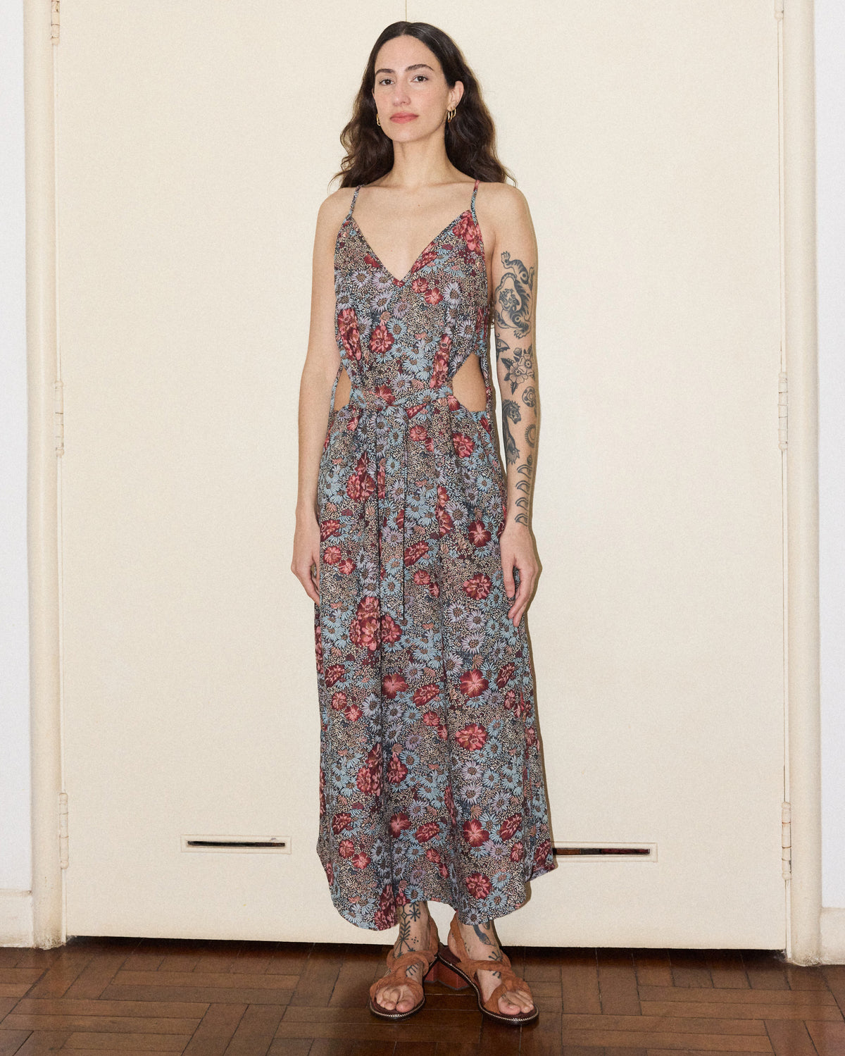 Vestido Vazado Longo Jacquard