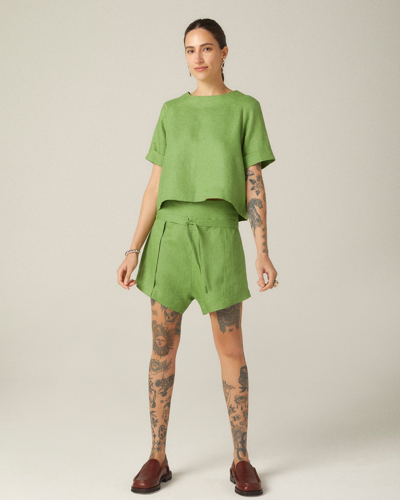 Shorts Laço Linho Verde Pistache