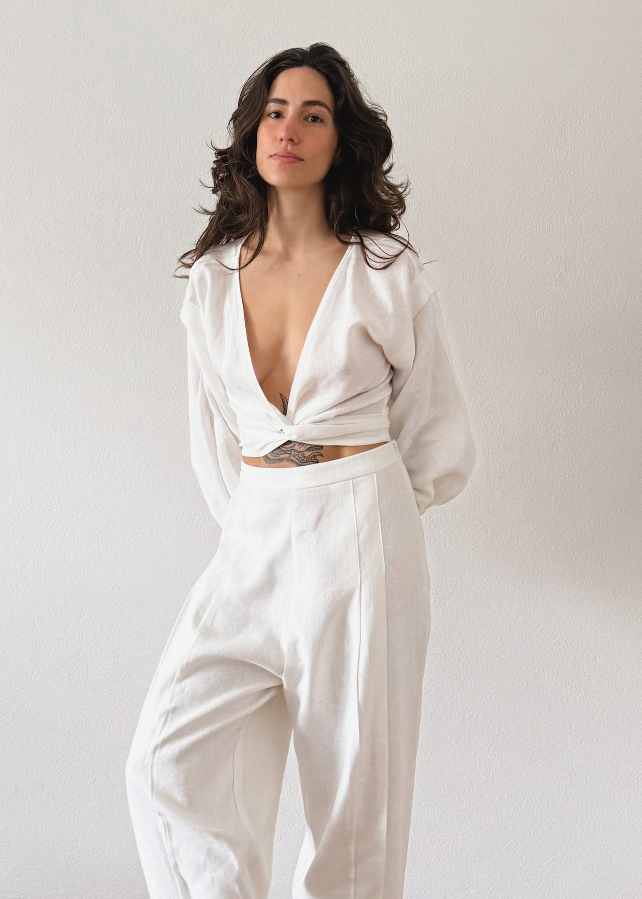 Blusa Gaia Manga Longa Linho Off White