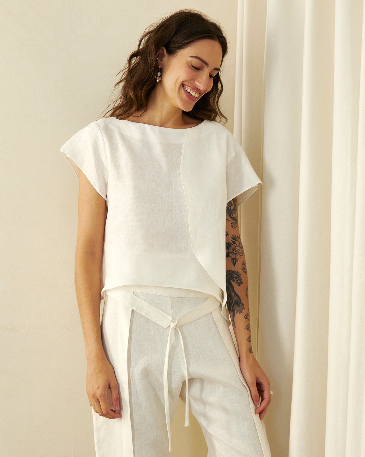 Blusa Roma Nova De Linho Off White