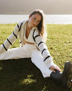Cardigan Geométrico Areia/Preto