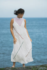 Vestido Tangram Longo De Linho Off White