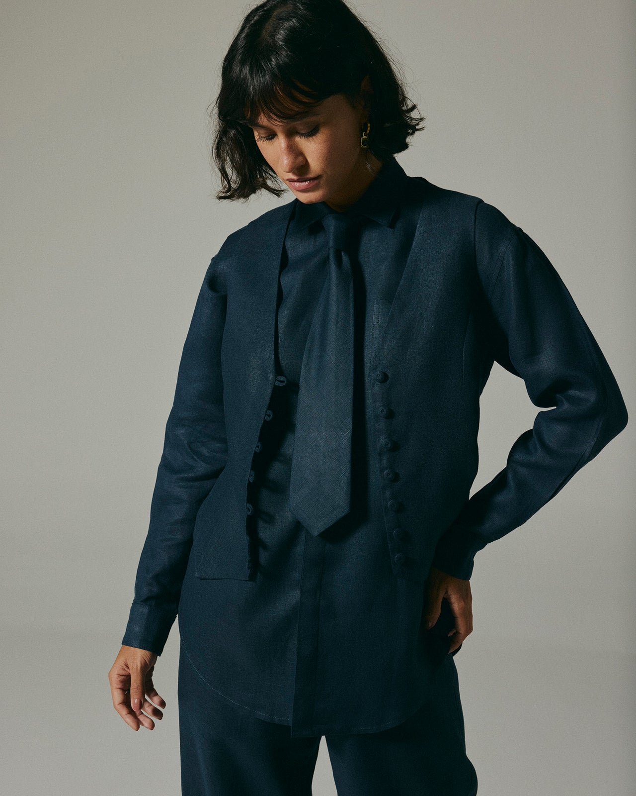 Gravata De Linho Marinho