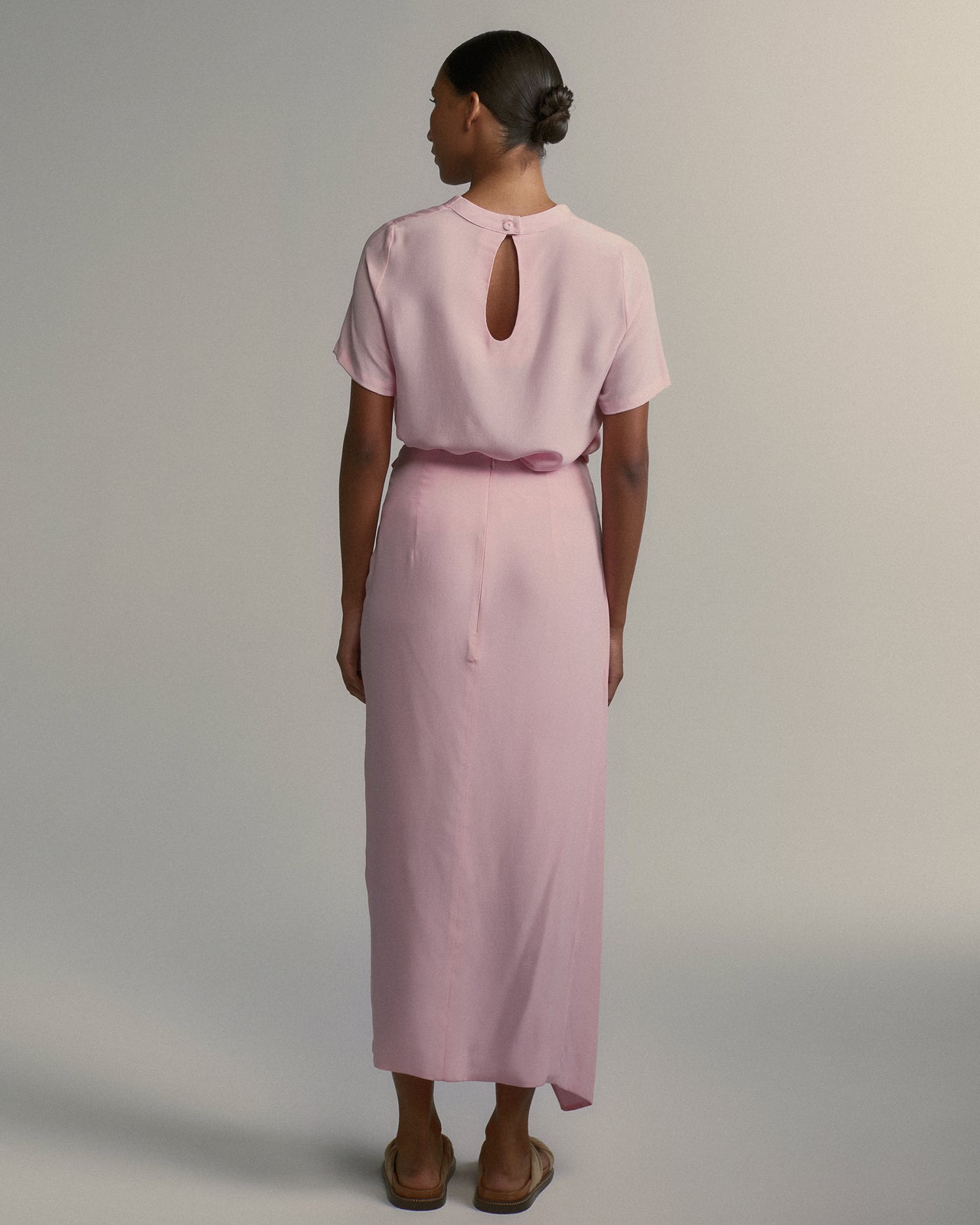 Blusa Forma De Seda Rosa