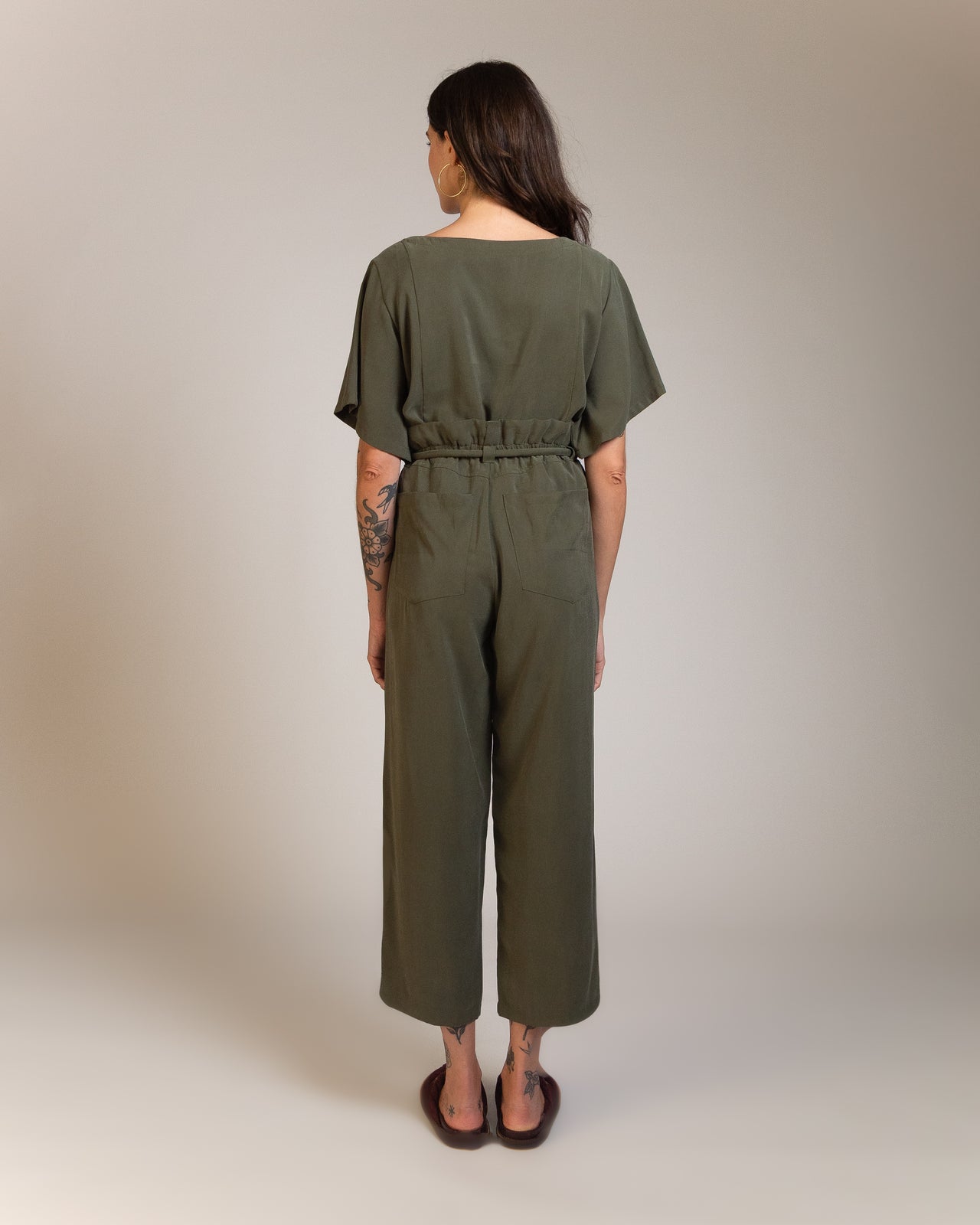 Calça Corda Tencel Verde Oliva