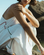 Vestido Tangram Longo De Linho Off White