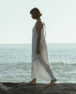 Vestido Tangram Longo De Linho Off White