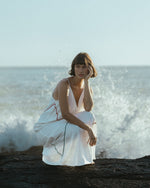 Vestido Tangram Longo De Linho Off White