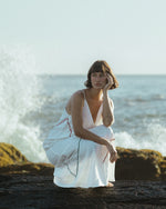 Vestido Tangram Longo De Linho Off White