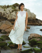 Vestido Tangram Longo De Linho Off White