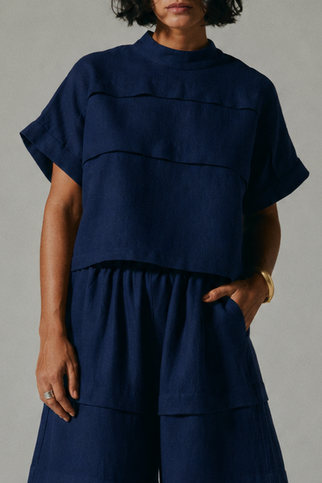Blusa Ritmo Linho Marinho