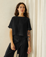 Blusa Hexágono Linho Preto