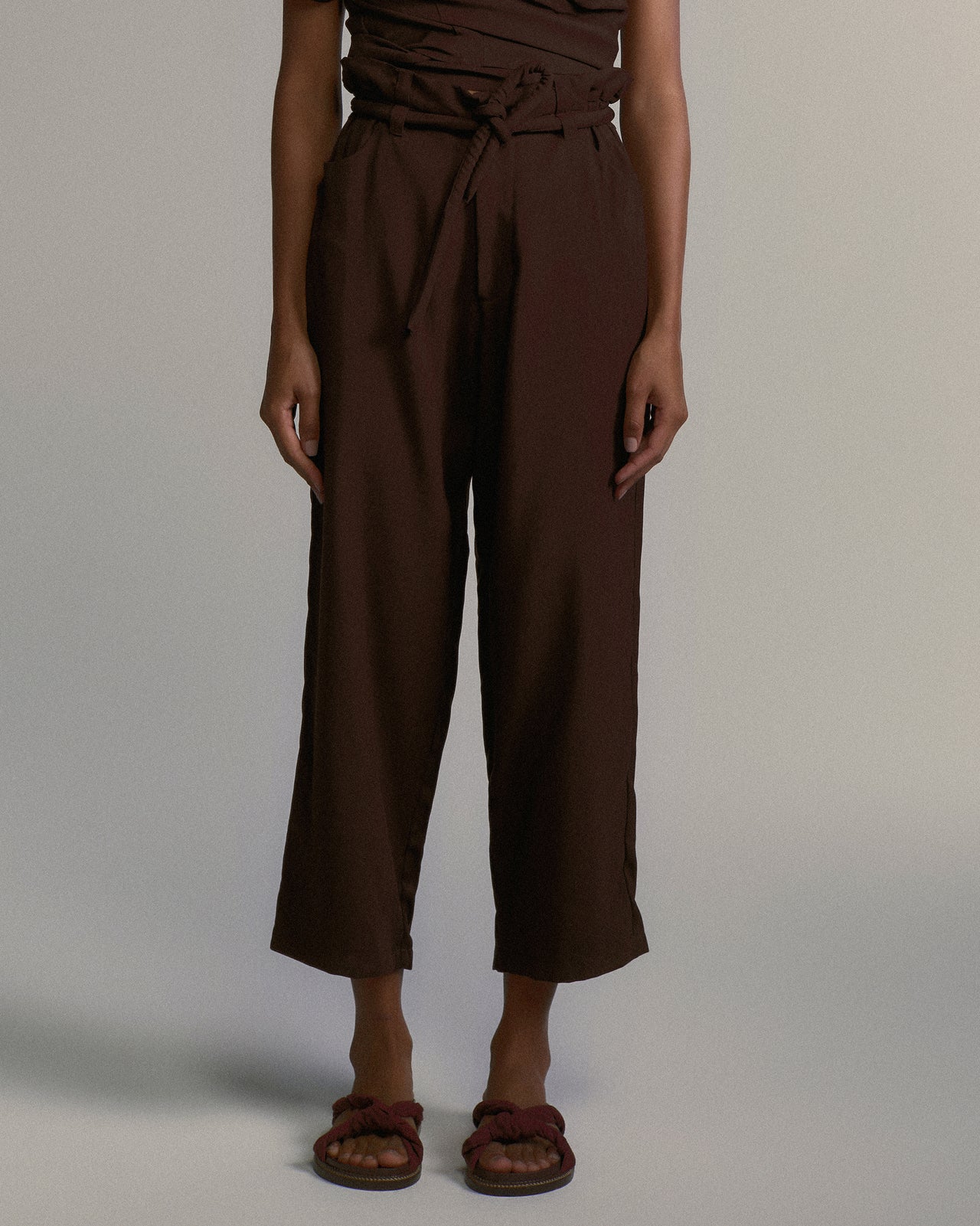 Calça Alta Tencel Marrom