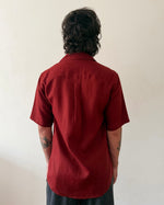 Camisa Miguel Linho Manga Curta Vinho