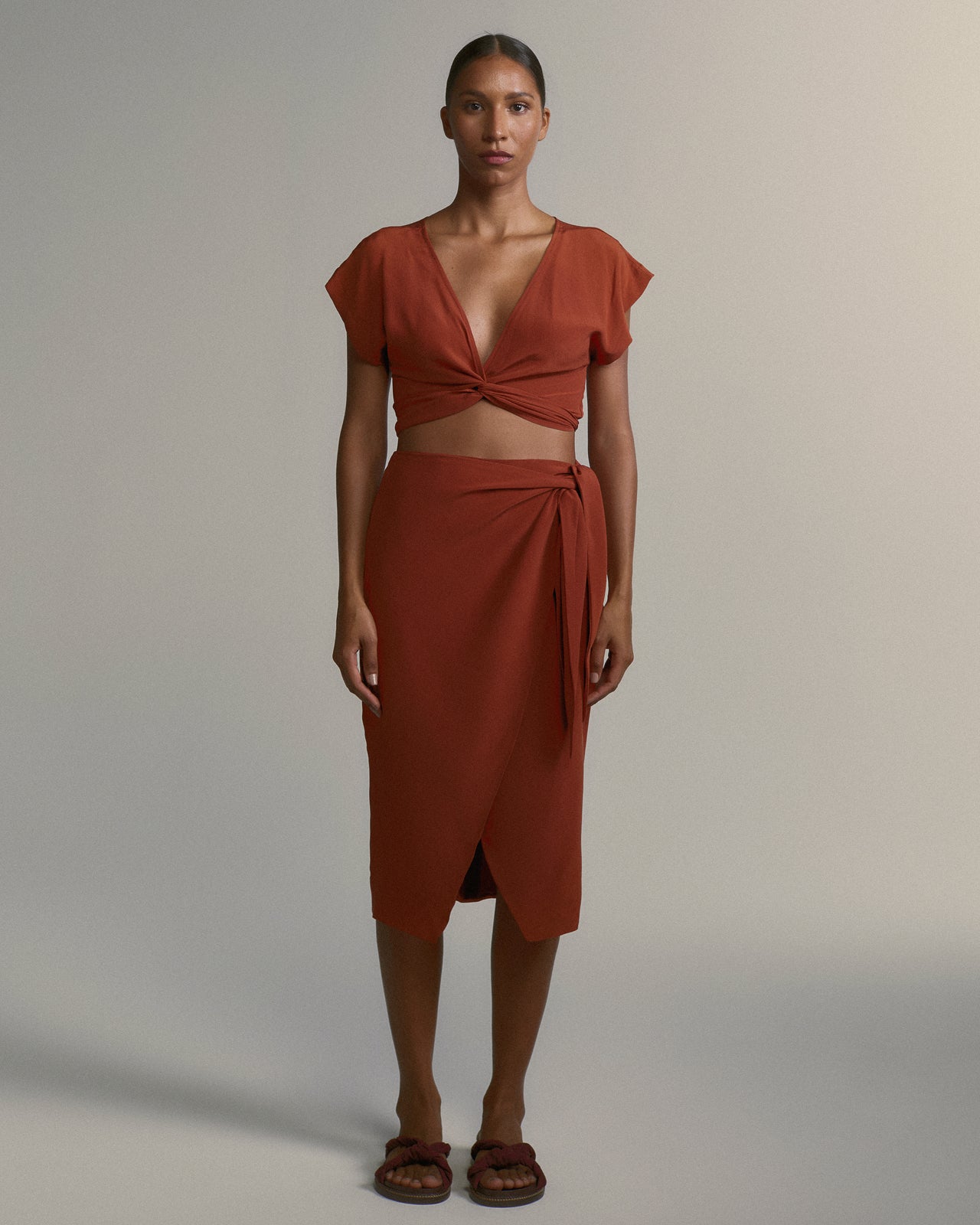Blusa Geia De Seda Canela