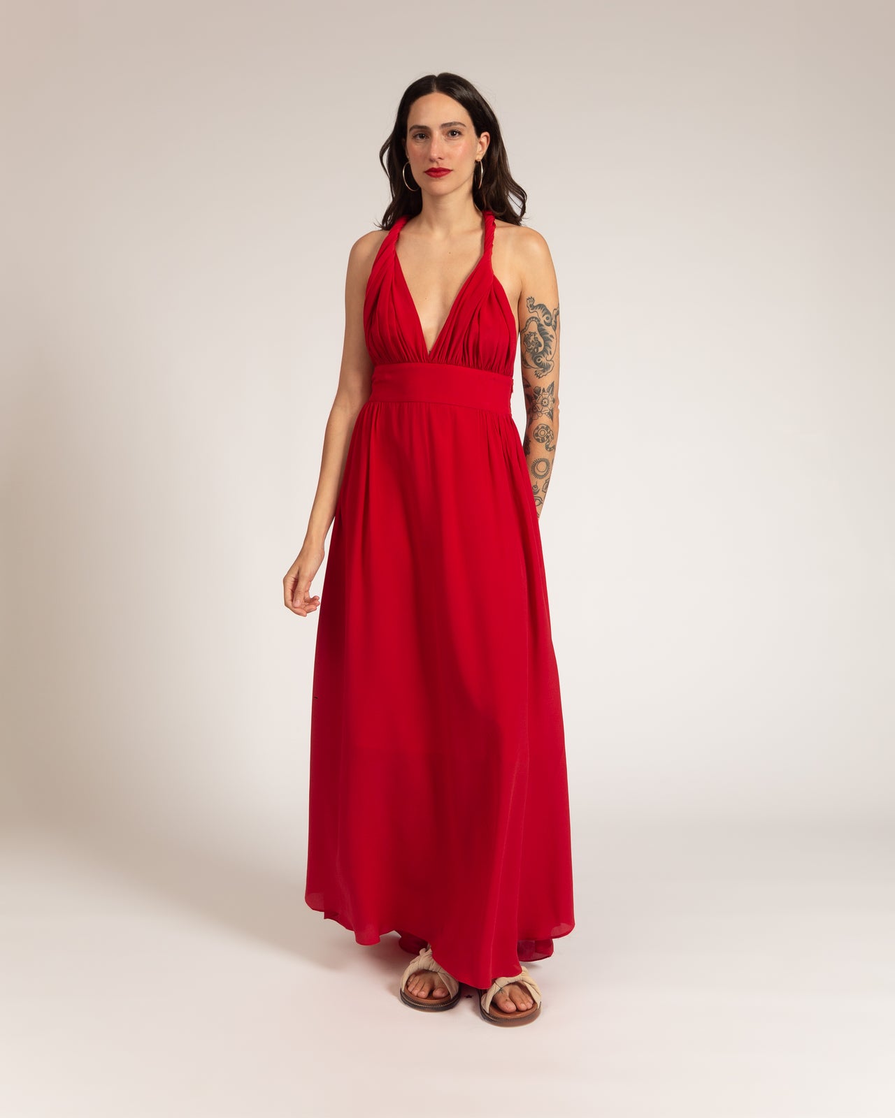 Vestido Amanda De Seda Novo Vermelho