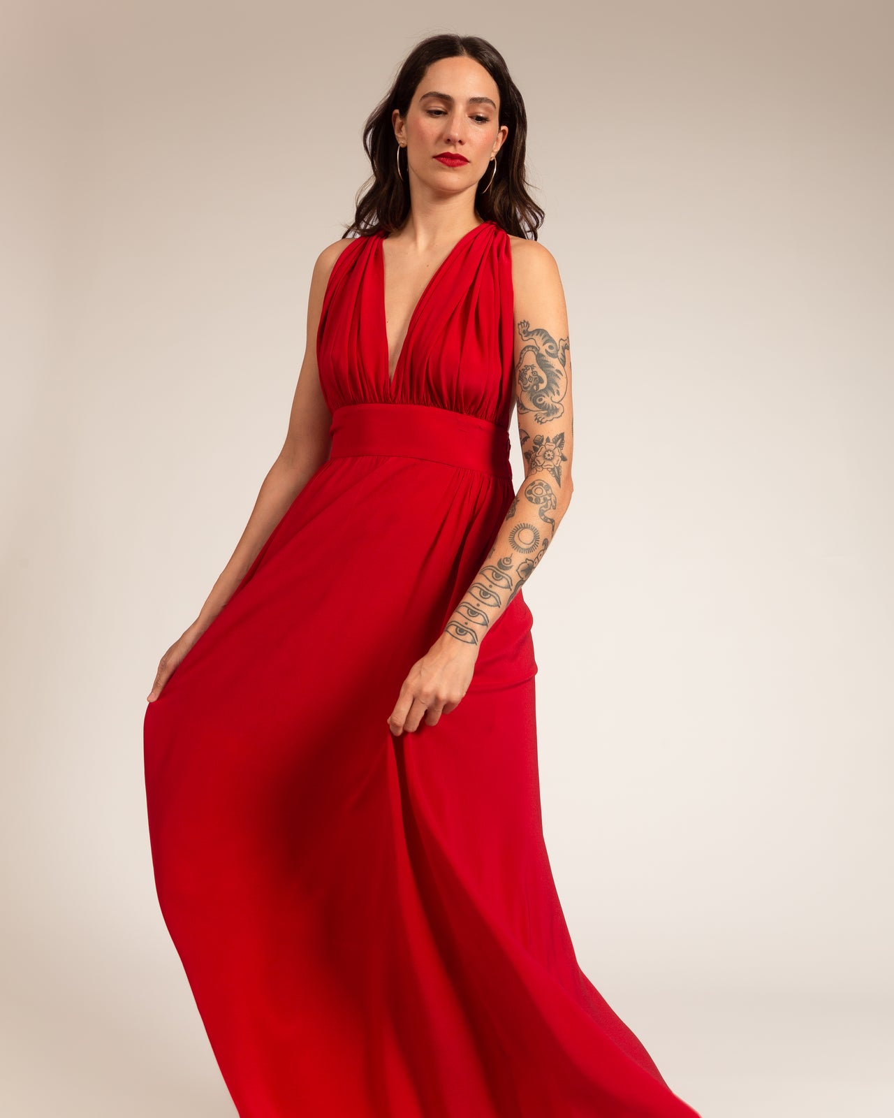 Vestido Amanda De Seda Novo Vermelho