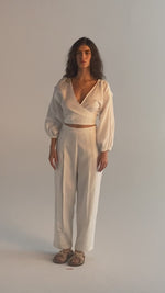 Blusa Gaia Manga Longa Linho Off White