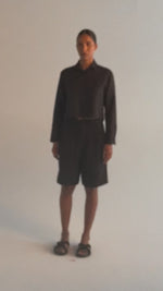 Camisa Curta de Linho Preto