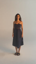 Saia Vazada Linho Marinho