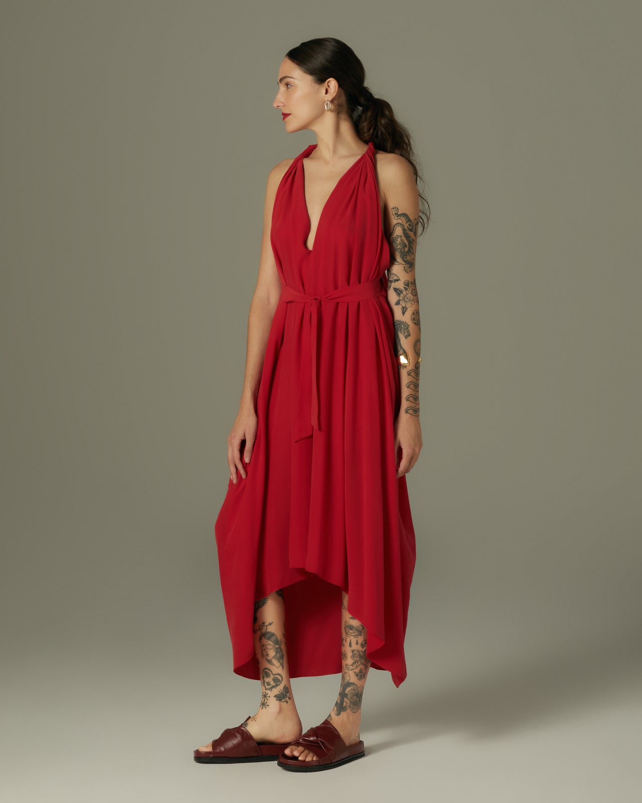 Vestido Atena Seda Vermelha