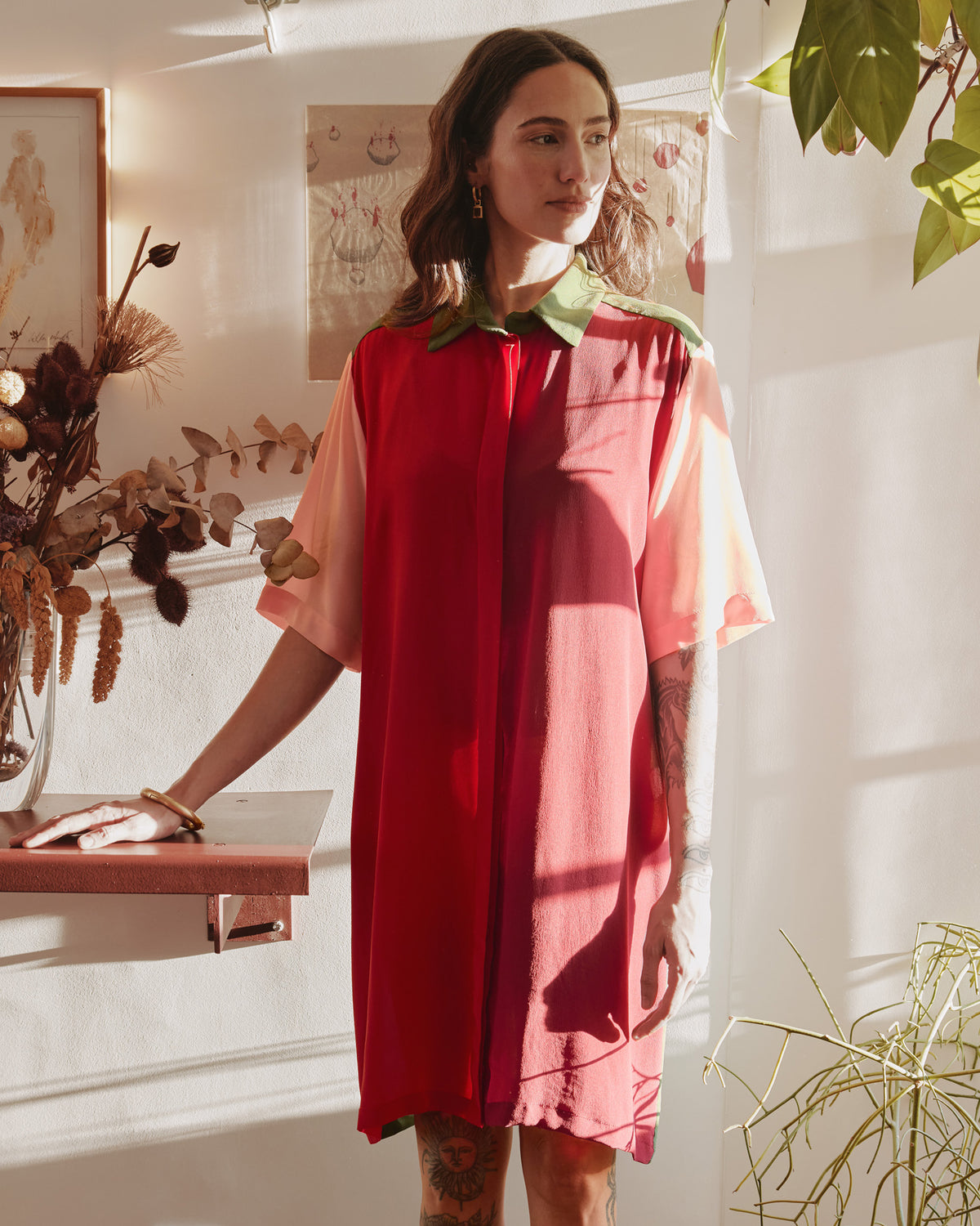 Vestido Almodóvar Seda Multicolorida
