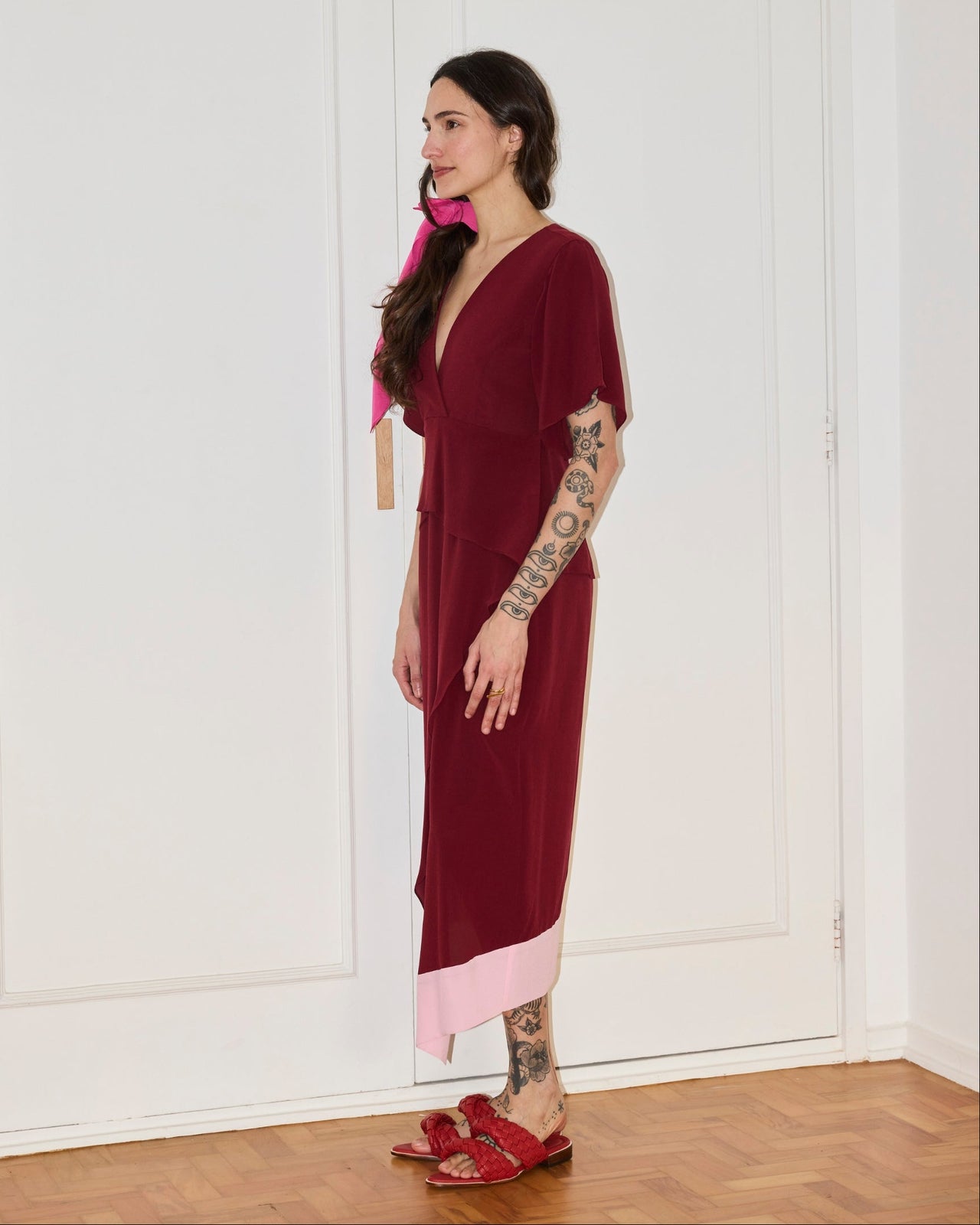 Vestido Cinema Seda Vinho