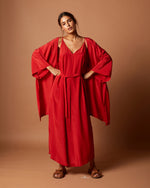 Vestido Vazado Longo Seda Vermelha