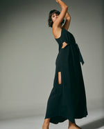 Vestido Vazado Longo de Tencel Preto
