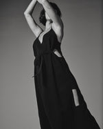 Vestido Vazado Longo de Tencel Preto