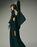 Vestido Vazado Longo de Tencel Preto