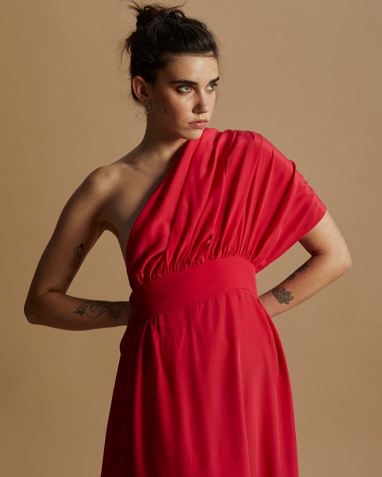 Vestido Amanda De Seda Novo Vermelho (Sob Encomenda)