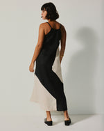 Vestido Paulista De Linho Preto / Bege