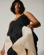 Vestido Paulista De Linho Preto / Bege