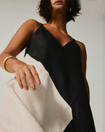 Vestido Paulista De Linho Preto / Bege