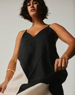 Vestido Paulista De Linho Preto / Bege